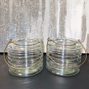Set Of 2 Glass Lanterns Home Decor
